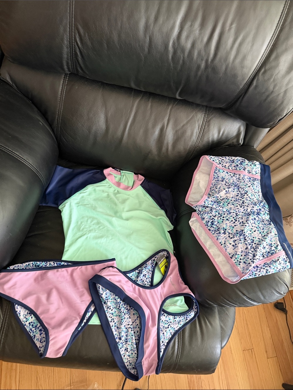 Kids Four Piece Reversible Swim Set - Mint, Pink & Navy